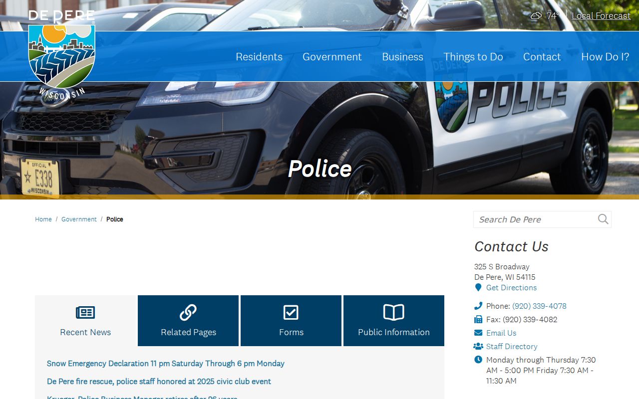 De Pere Police Brown County arrest report request channel