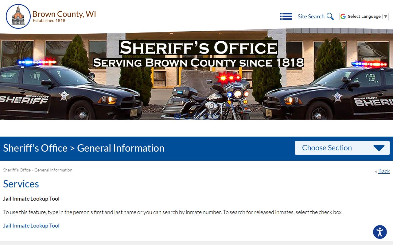 Brown County arrest search jail lookup information