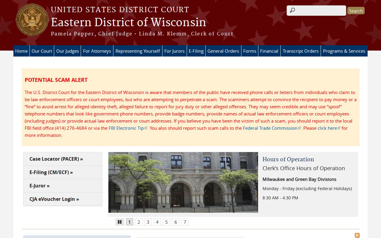 Brown County criminal court case federal Eastern District page