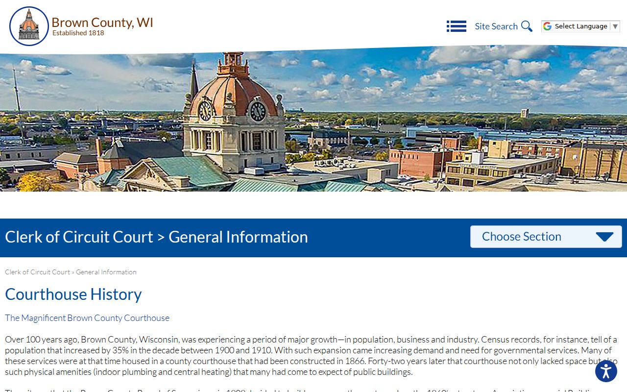 Brown County criminal court records courthouse history