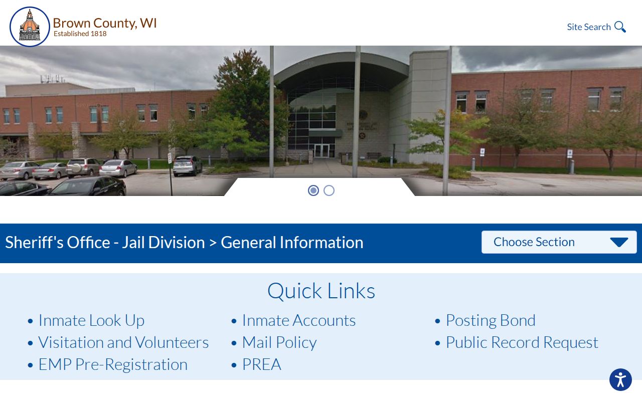 Brown County criminal history jail custody information
