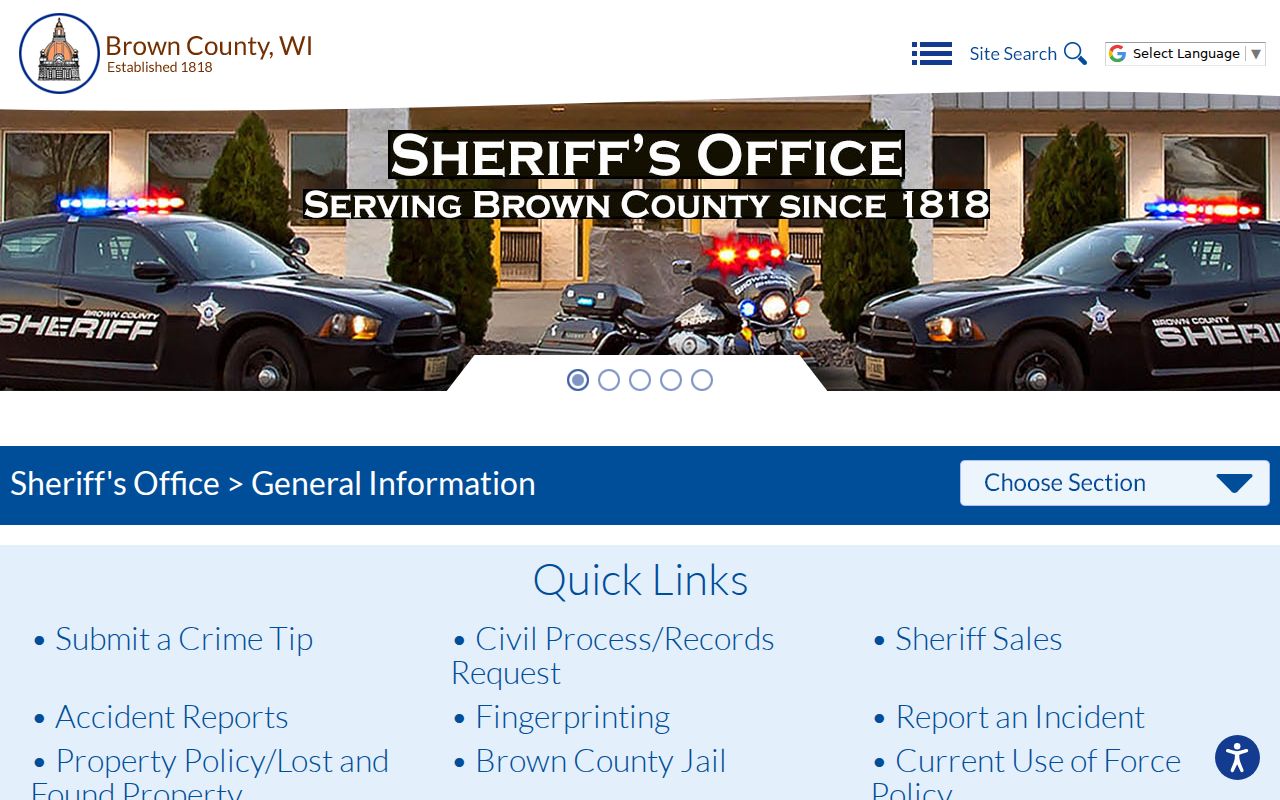 Brown County criminal records sheriff office routing