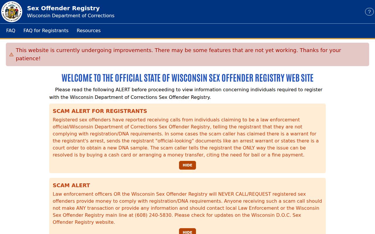 Brown County sex offender registry conditions of use